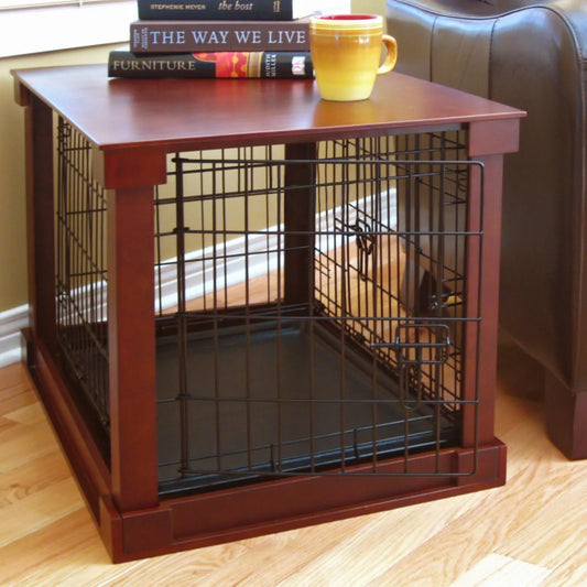 End Table Dog Crate, Mahogany, Small, 24L X 18W X 19H In.