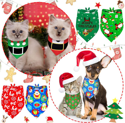 12 Pieces Christmas Dog Bandana Triangle Bandana Triangle Scarf Bibs Kerchief with Christmas Styles for Christmas Pet Costume Accessories Decoration (Santa, Candies, Elk)