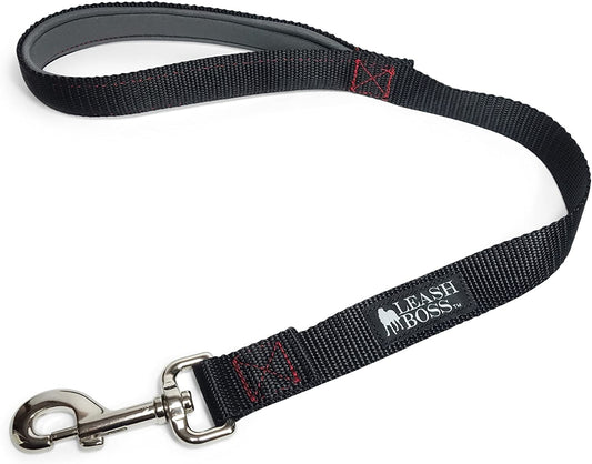 Short Dog Leash with Padded Handle - 24 Inch Leads for Large Dogs - 1 Inch Nylon | Black