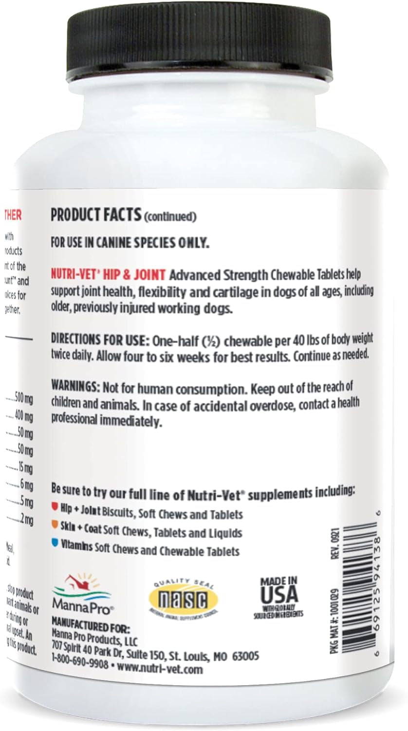 Advanced Strength Hip & Joint Chewable Dog Supplements- Formulated with Glucosamine & Chondroitin to Support Dog Cartilage & Mobility- 150 Tablets
