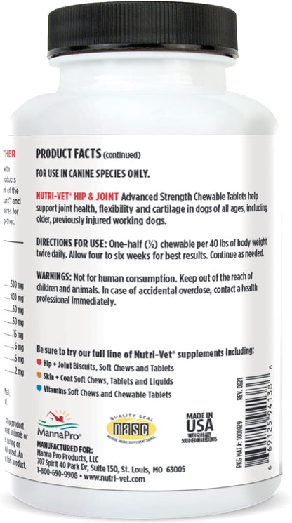 Advanced Strength Hip & Joint Chewable Dog Supplements- Formulated with Glucosamine & Chondroitin to Support Dog Cartilage & Mobility- 150 Tablets