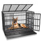 48/38 Inch Heavy Duty Indestructible Dog Crate Cage Kennel for Large Dogs, High Anxiety Dog Crate with Removable Crate Trays, Wheels and Double Door, Extra Large XL XXL Escape Proof Dog Crate