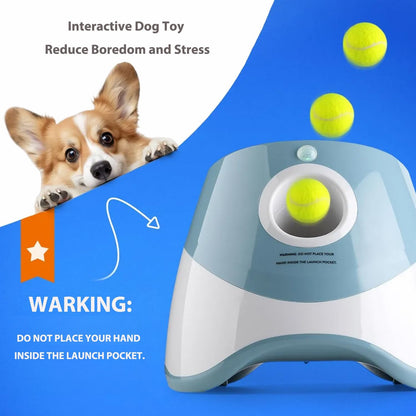 Automatic Dog Toy Ball Launchers for Dog, Tennis Ball Thrower 10-30 Ft Adjustable Distance Outdoor Indoor Use, Interactive Tennis Launcher Toy with 12 Balls for Small and Medium Dogs