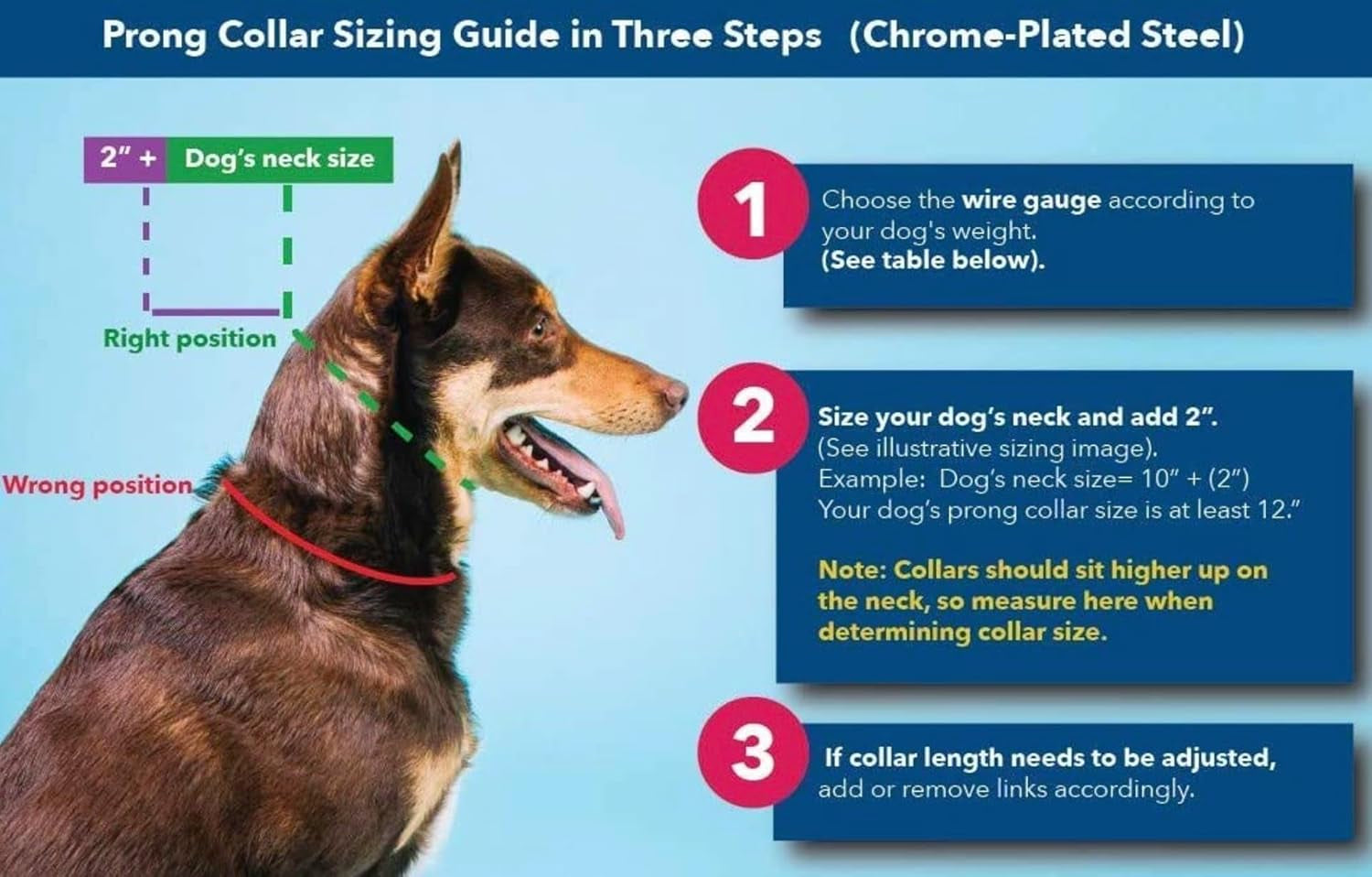 Prong Collar for Dogs Training – Quick Release Buckle & Swivel Ring for Easy Use – Made of Durable Steel Chrome Plated in Germany– 3.0Mm Prongs for Large Dogs with 20-26" Neck