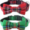 Dog Collar with Bow Tie Christmas Classic Plaid Dog Collar with Light Adjustable Buckle Suitable for Small Medium Large Dogs Cats Pets - M