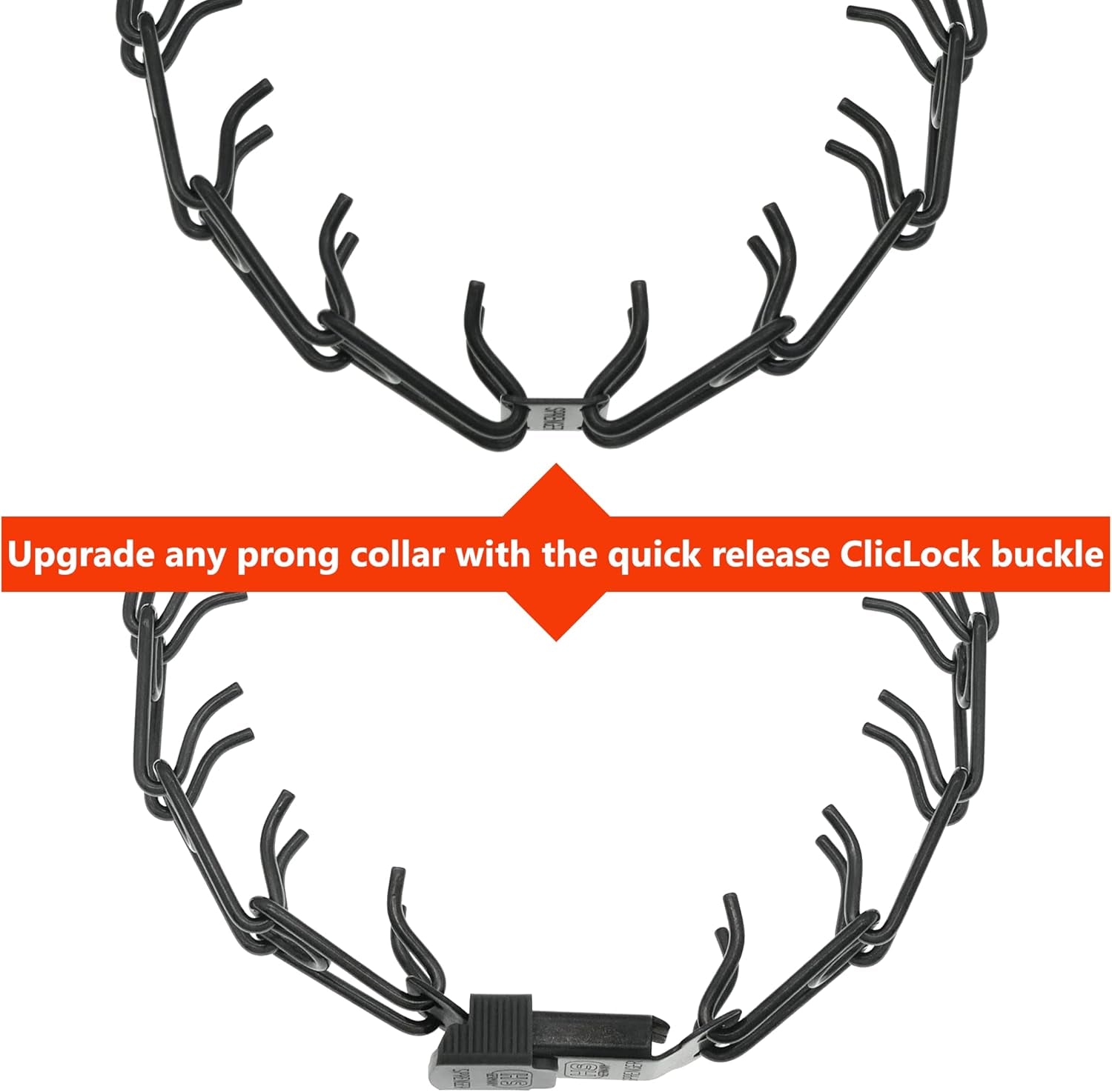 Black Stainless Steel Cliclock Buckle Quick Release Fastener for Dog Training Prong Collar for Small Medium Large Dogs Made in Germany (2.25Mm)