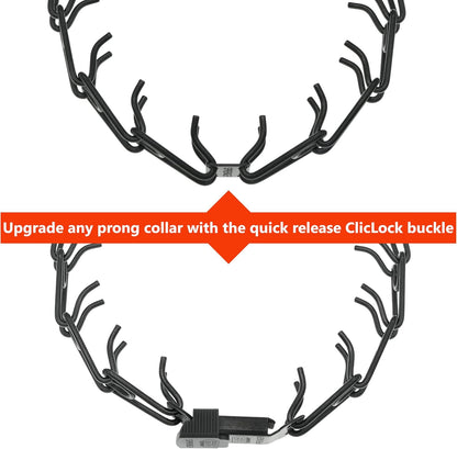 Black Stainless Steel Cliclock Buckle Quick Release Fastener for Dog Training Prong Collar for Small Medium Large Dogs Made in Germany (2.25Mm)